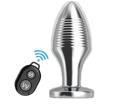 Dop Anal Remote Control, 10 Moduri Vibratii, Metal, USB, Argintiu, 7.5 cm