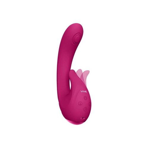Vibrator Miki Double-Action, Pulse Wave&Flickering, Silicon, USB, Roz, 17 cm