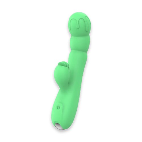 Vibrator Rabbit Creamy 9 Moduri Vibratii Silicon USB 16.8 cm Verde Guilty Toys
