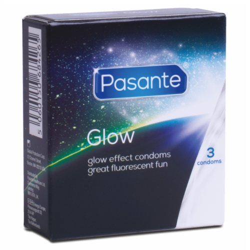 Prezervative PASANTE - Glow in the Dark, fluorescente, 1 cutie x 3 buc